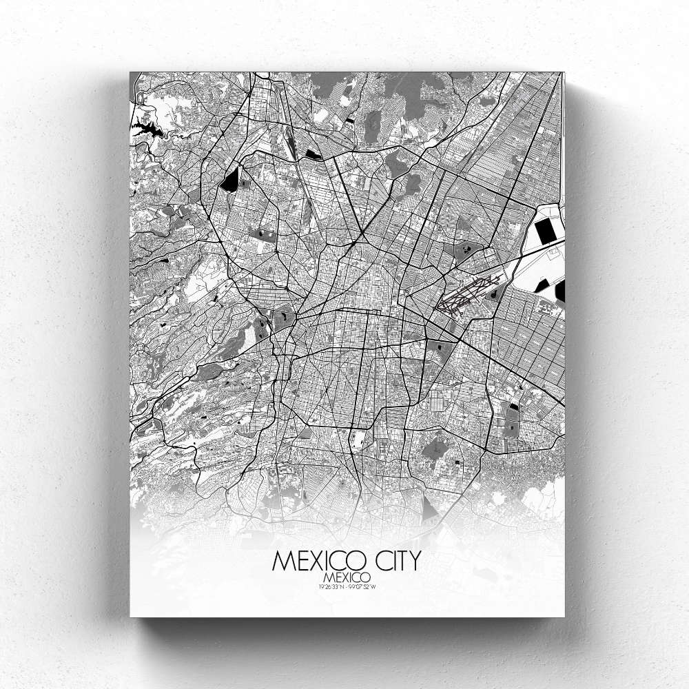 Map – Mexico City or Poster Art Print Poster of | Mexico Canvas City