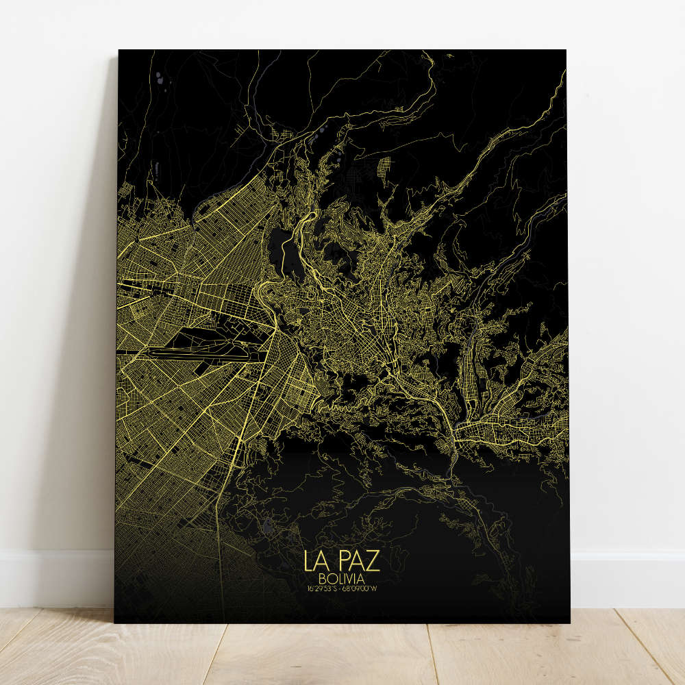 Mapospheres La Paz Night Design full page design canvas city map