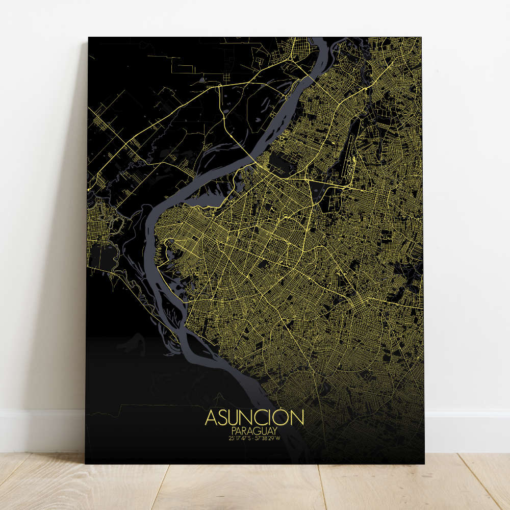 Mapospheres Asuncion Night Design full page design canvas city map