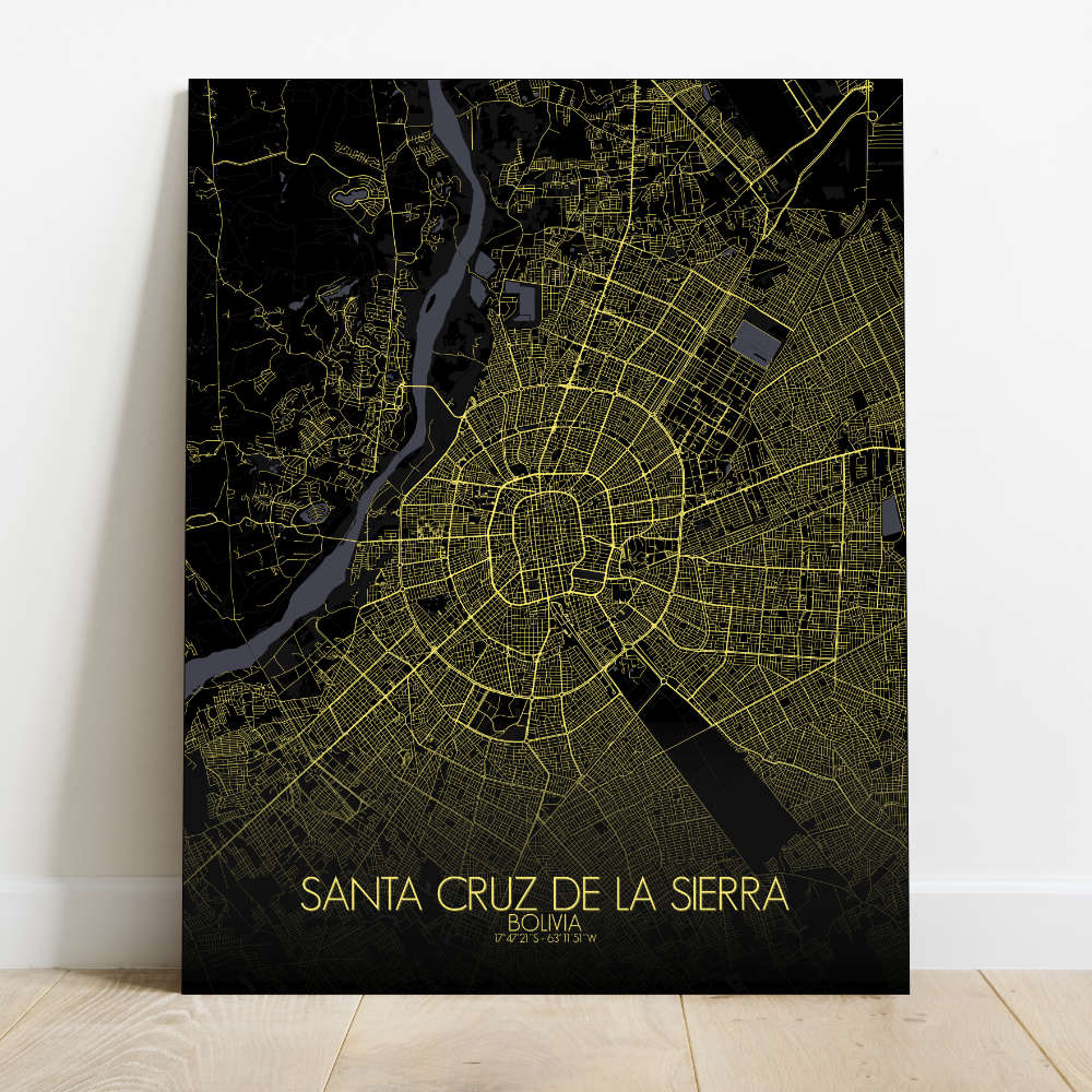 Mapospheres Santa Cruz de la Sierra Night Design full page design canvas city map