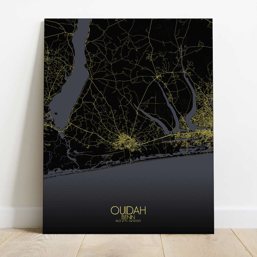 Mapospheres Ouidah Night Design full page design canvas city map