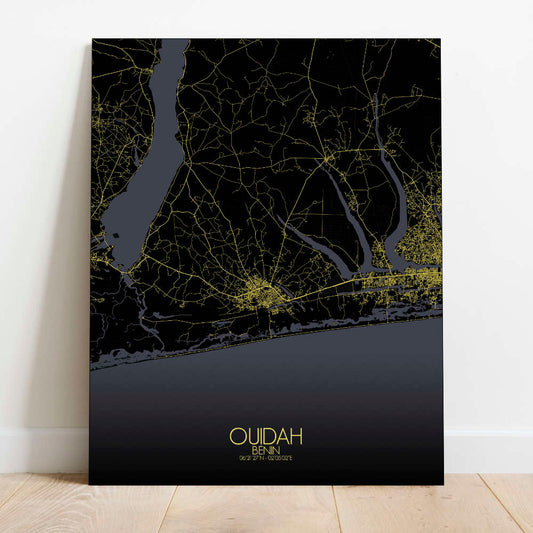 Mapospheres Ouidah Night Design full page design canvas city map