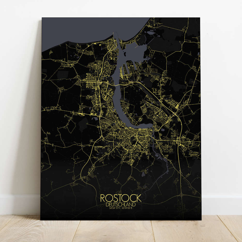 Mapospheres Rostock Night Design full page design canvas city map