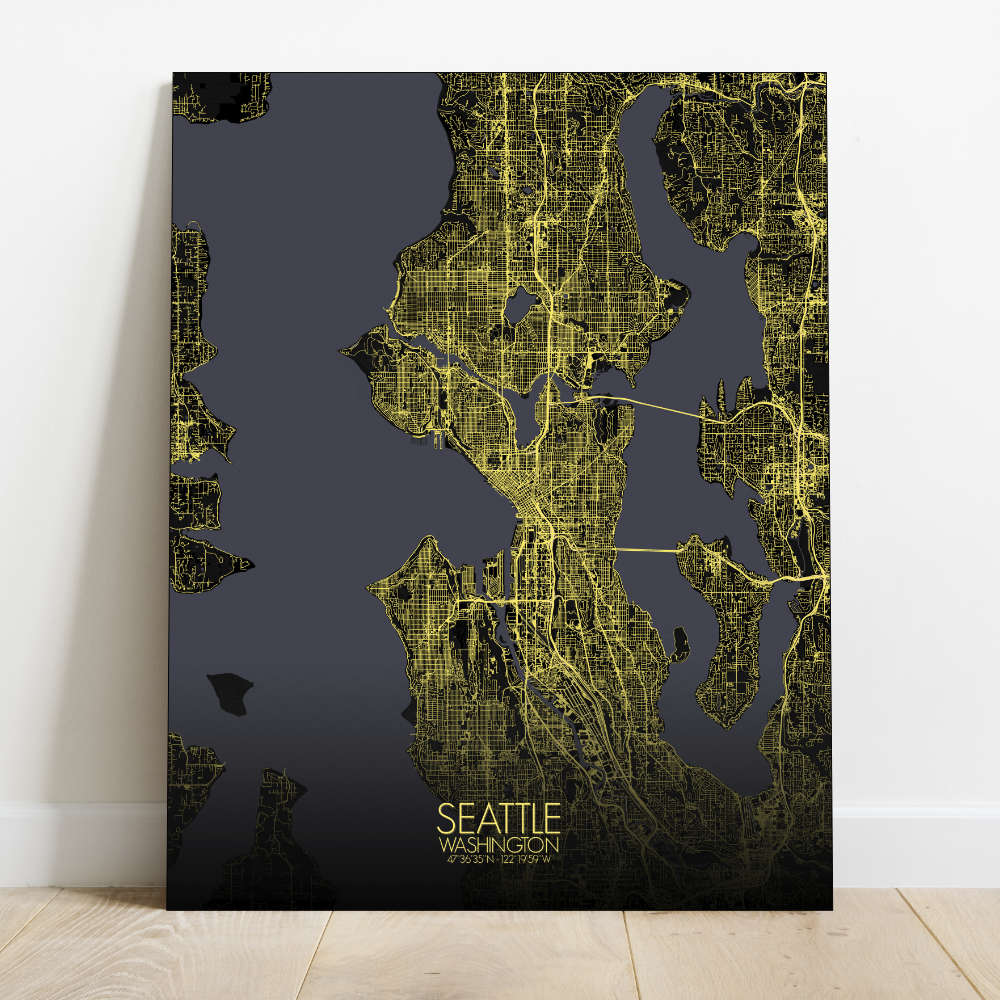 Mapospheres Seattle Night Design full page design canvas city map