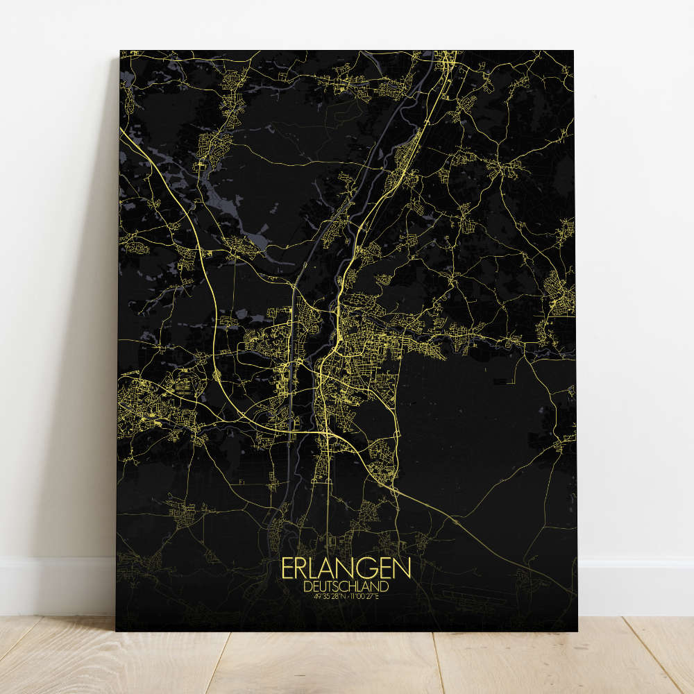 Mapospheres Erlangen Night Design full page design canvas city map