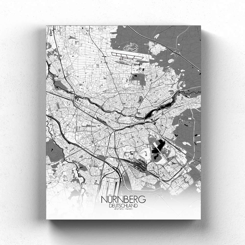 Mapospheres Nuremberg Black and White full page design canvas city map