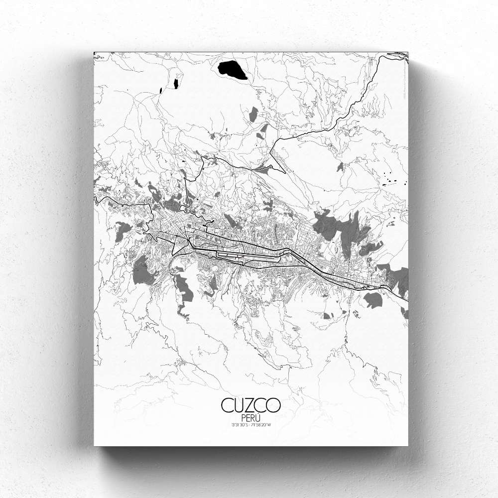 Mapospheres Cusco Black and White full page design canvas city map