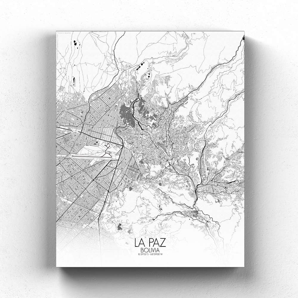 Mapospheres La Paz Black and White full page design canvas city map