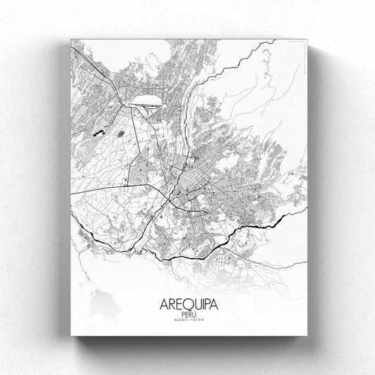 Mapospheres Arequipa Black and White full page design canvas city map