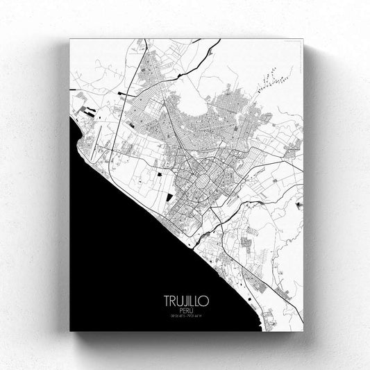 Mapospheres Trujillo Black and White full page design canvas city map