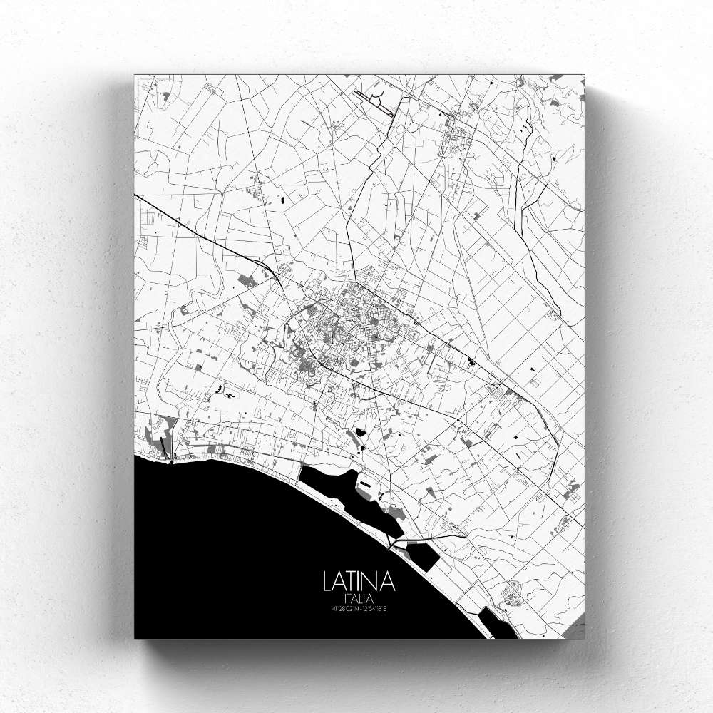 Mapospheres Latina Black and White full page design canvas city map