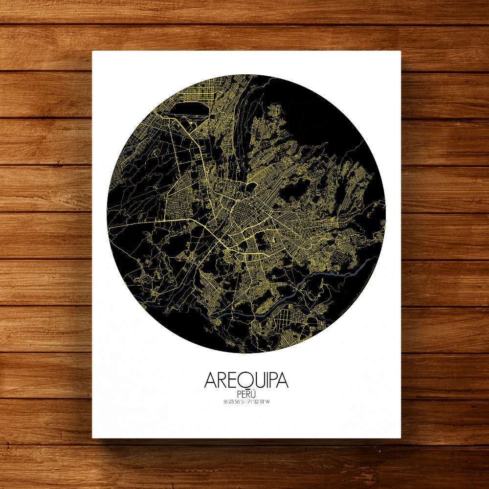 Mapospheres Arequipa Night round shape design canvas city map