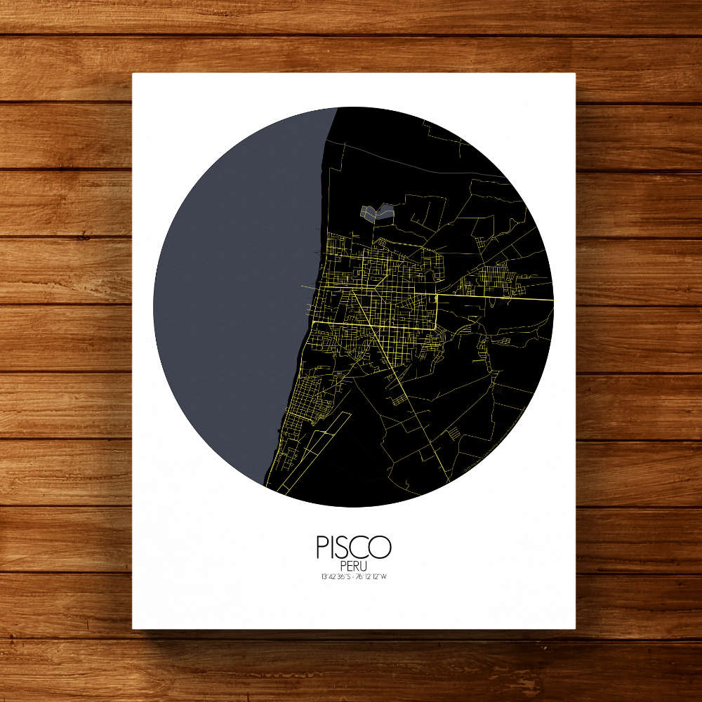 Mapospheres Pisco Night round shape design canvas city map