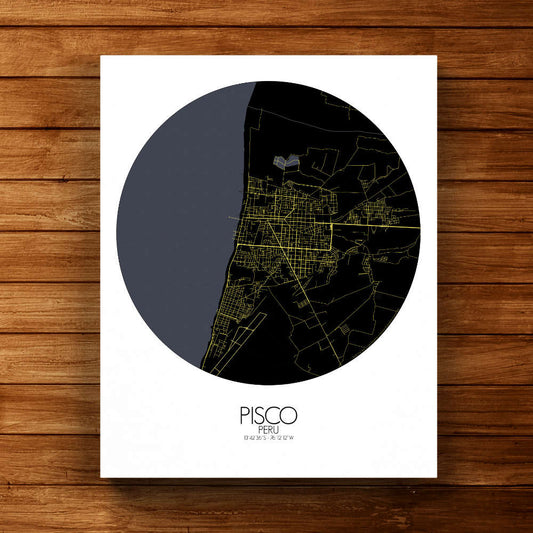 Mapospheres Pisco Night round shape design canvas city map