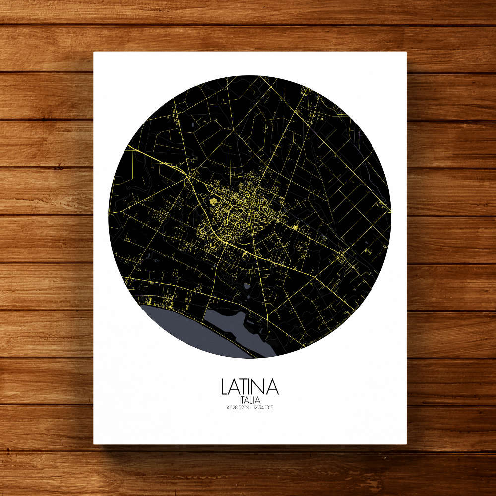 Mapospheres Latina Night round shape design canvas city map