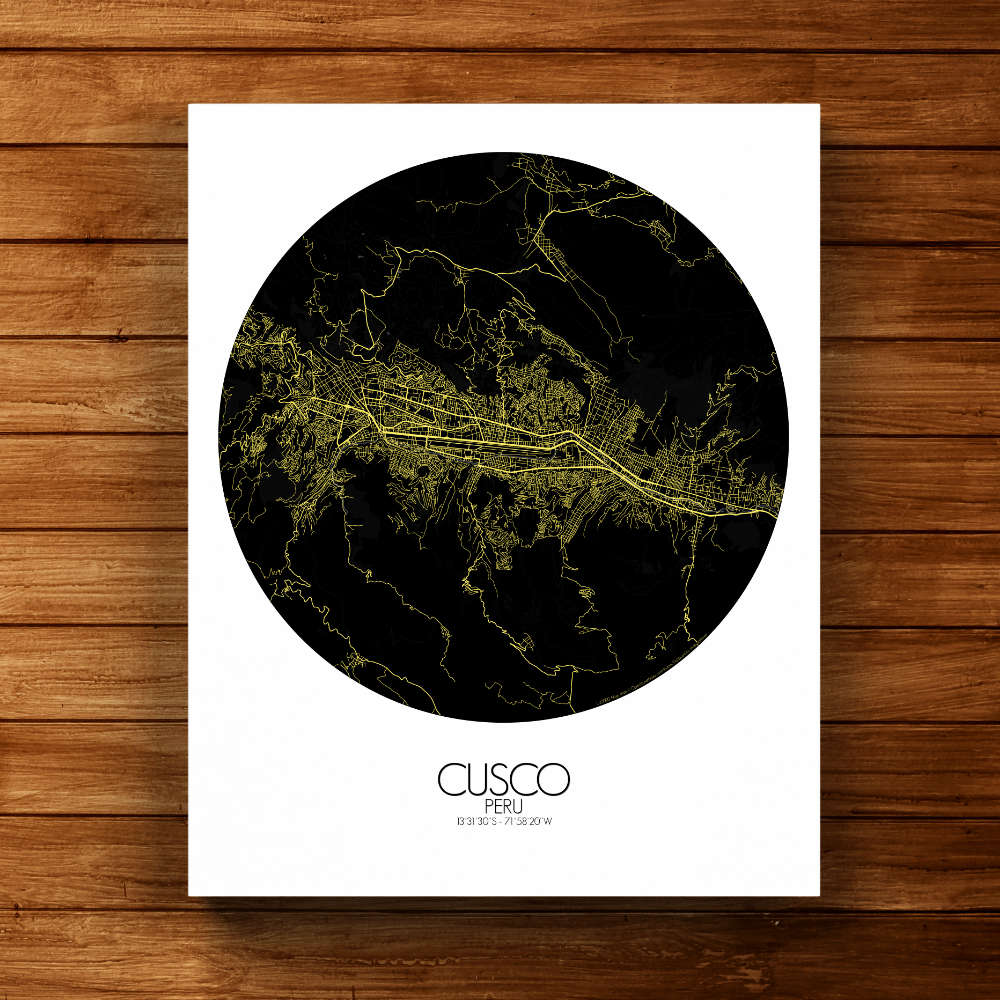 Mapospheres Cusco Night round shape design canvas city map