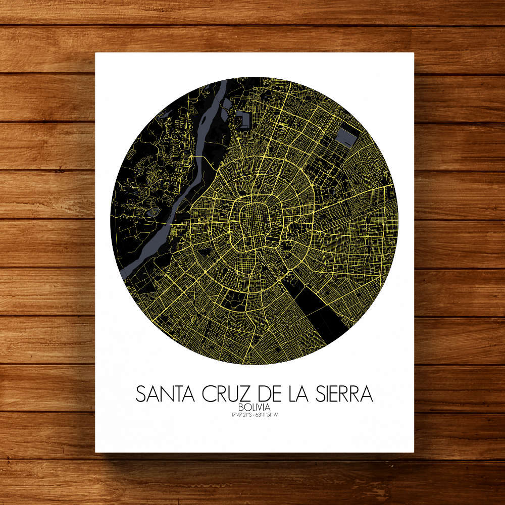 Mapospheres Santa Cruz de la Sierra Night round shape design canvas city map