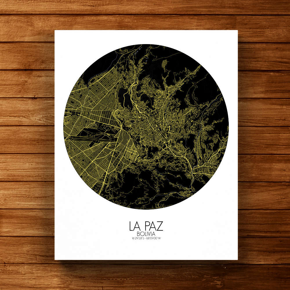 Mapospheres La Paz Night round shape design canvas city map