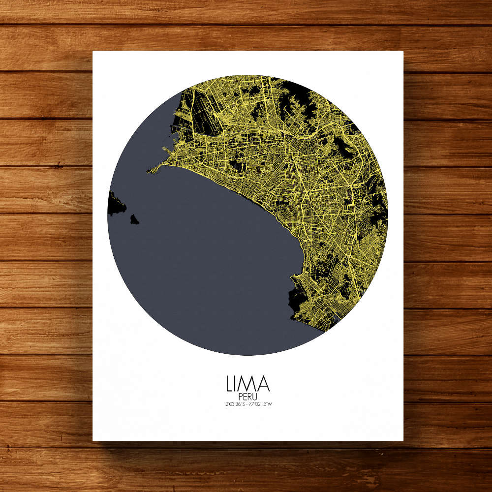 Mapospheres Lima Night round shape design canvas city map