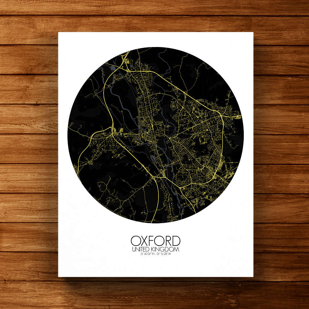 Mapospheres Oxford Night round shape design canvas city map