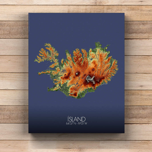 Poster of Iceland | Elevation map