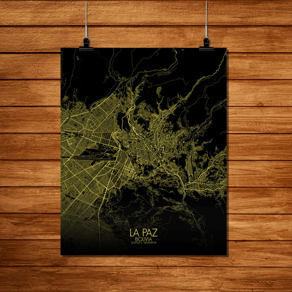 Mapospheres La Paz Night Design full page design poster city map