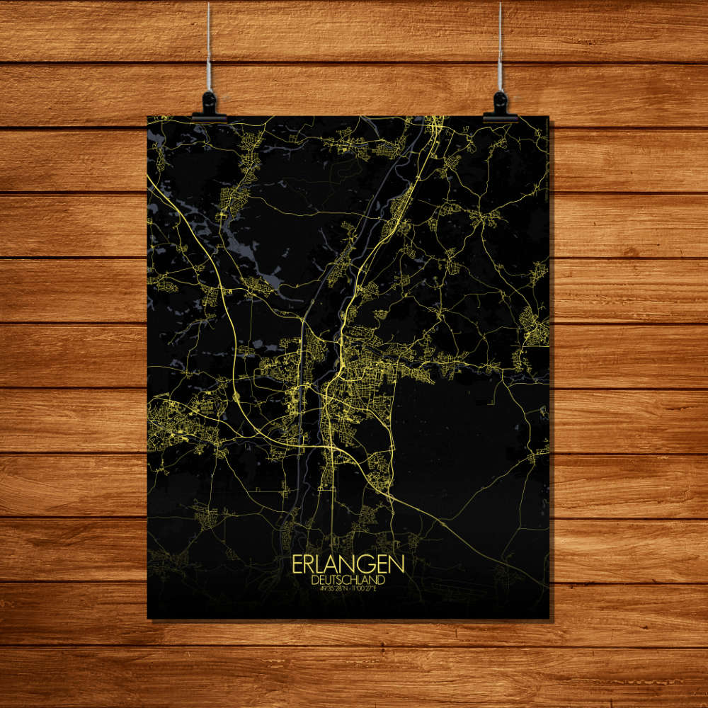 Mapospheres Erlangen Night Design full page design poster city map