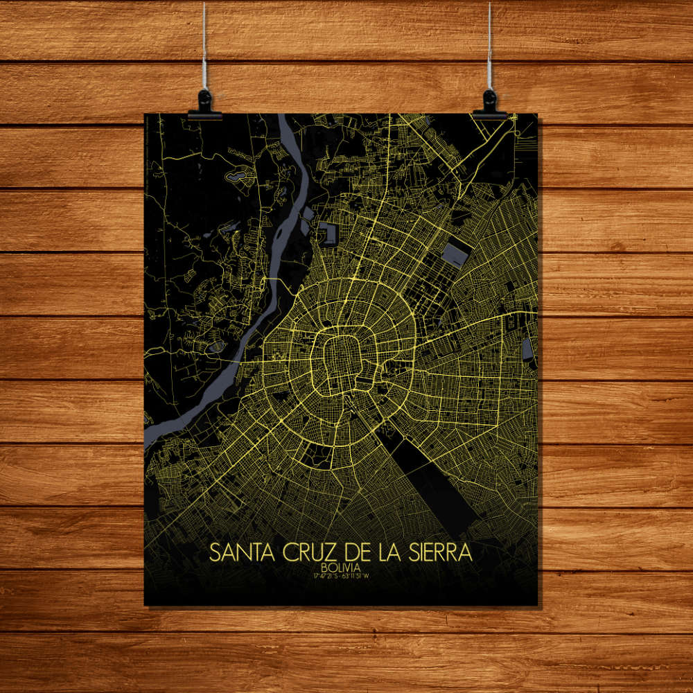 Mapospheres Santa Cruz de la Sierra Night Design full page design poster city map