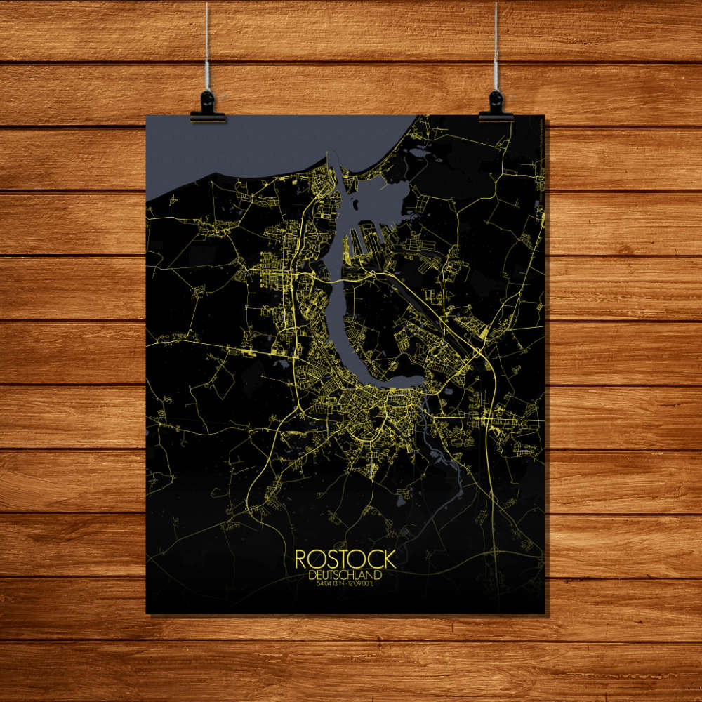 Mapospheres Rostock Night Design full page design poster city map