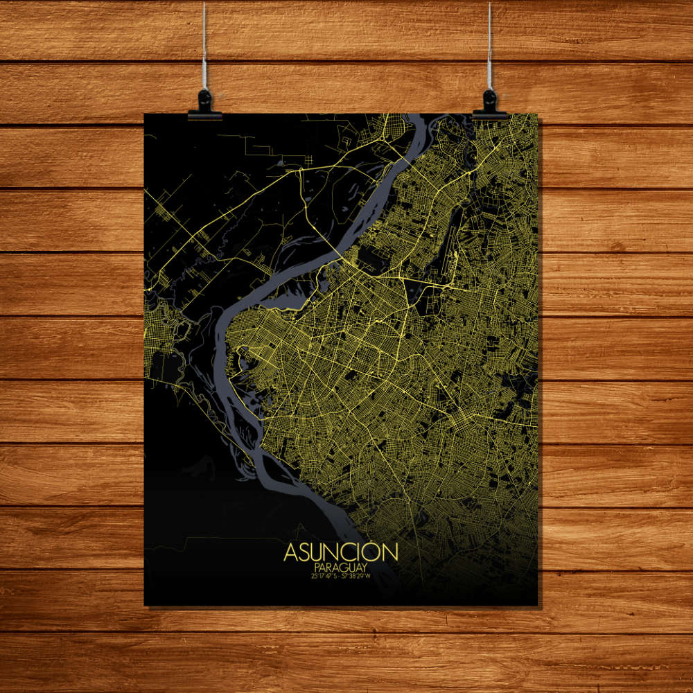 Mapospheres Asuncion Night Design full page design poster city map