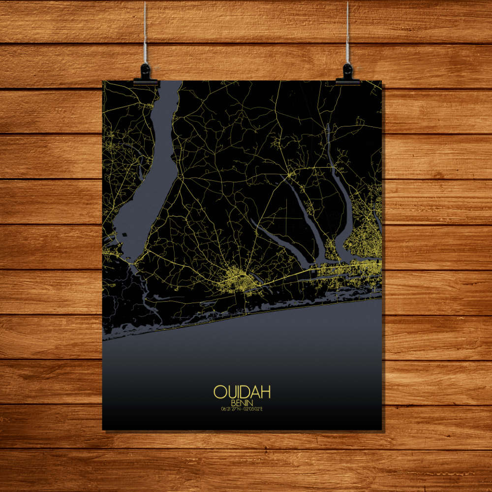 Mapospheres Ouidah Night Design full page design poster city map