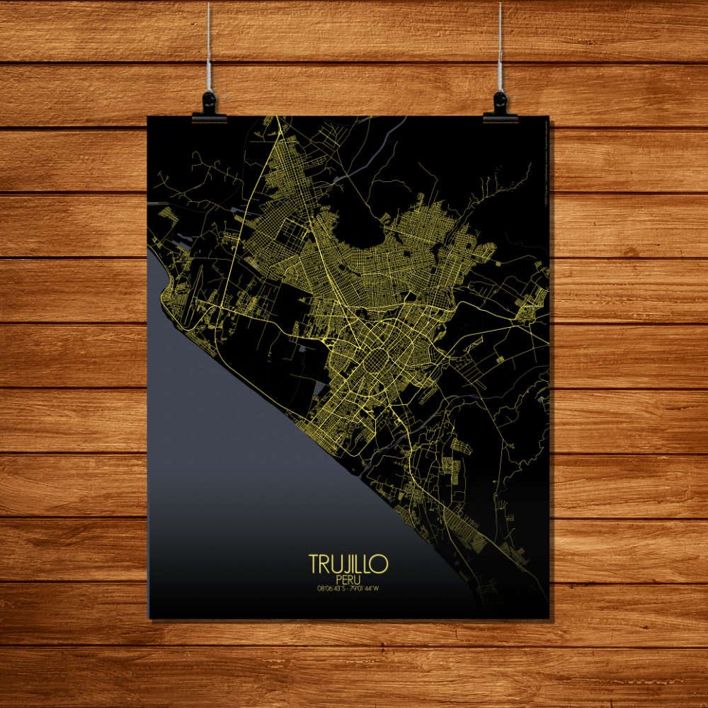 Mapospheres Trujillo Night Design full page design poster city map