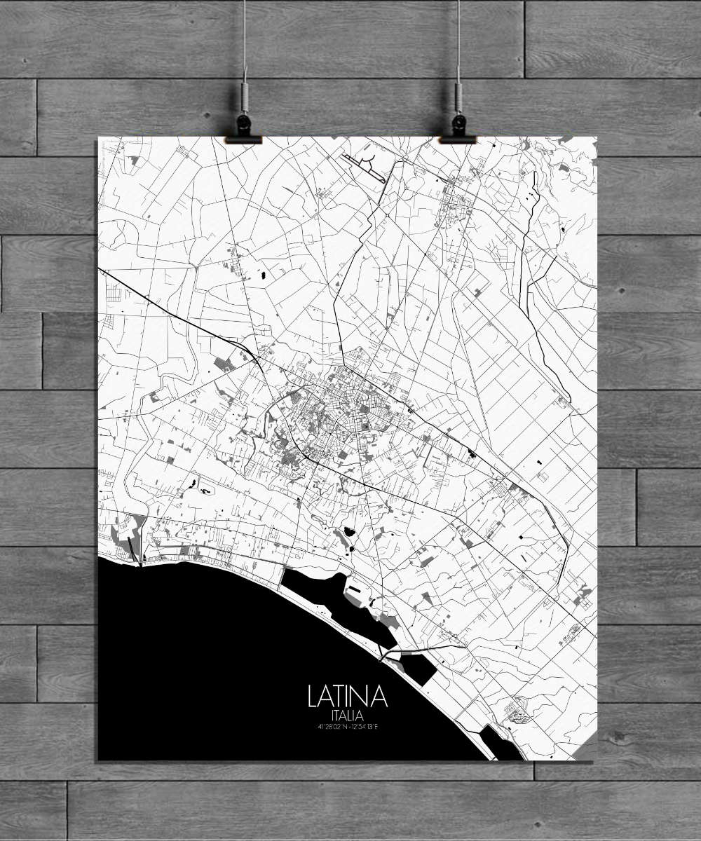 Mapospheres Latina Black and White full page design poster city map