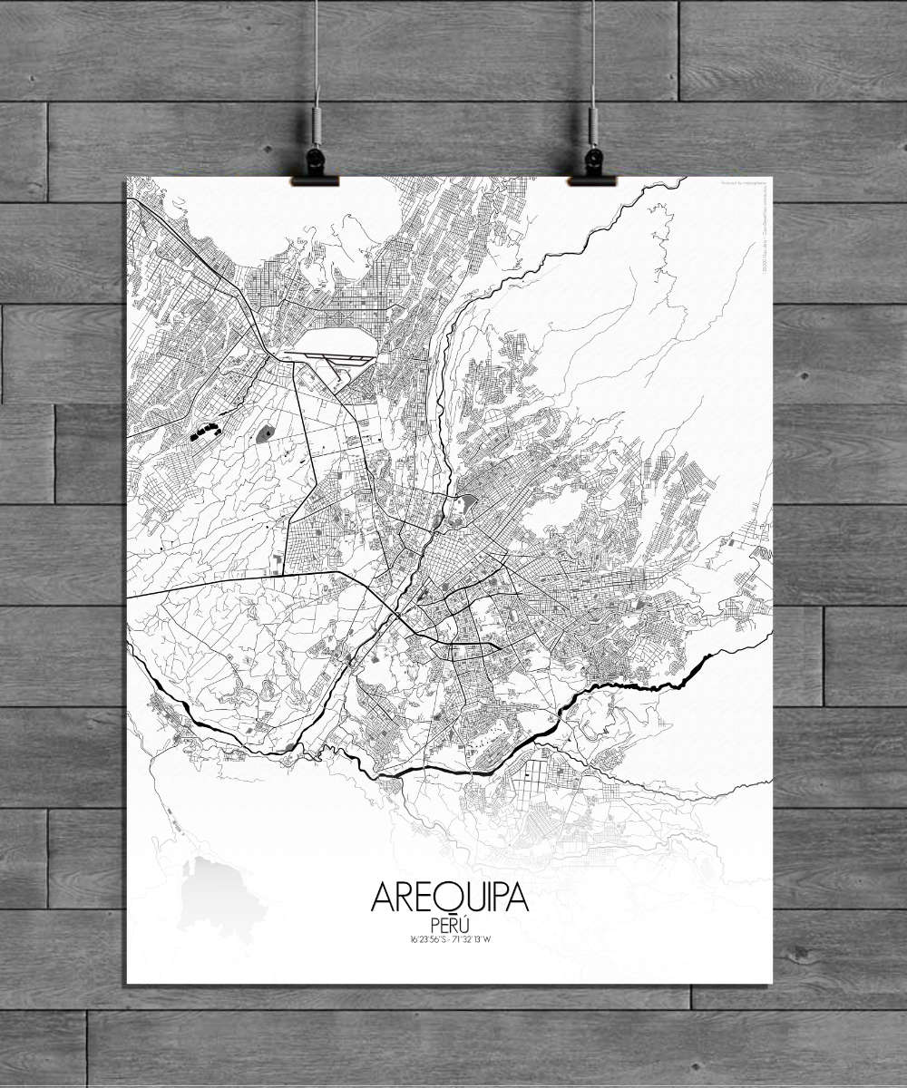 Mapospheres Arequipa Black and White full page design poster city map