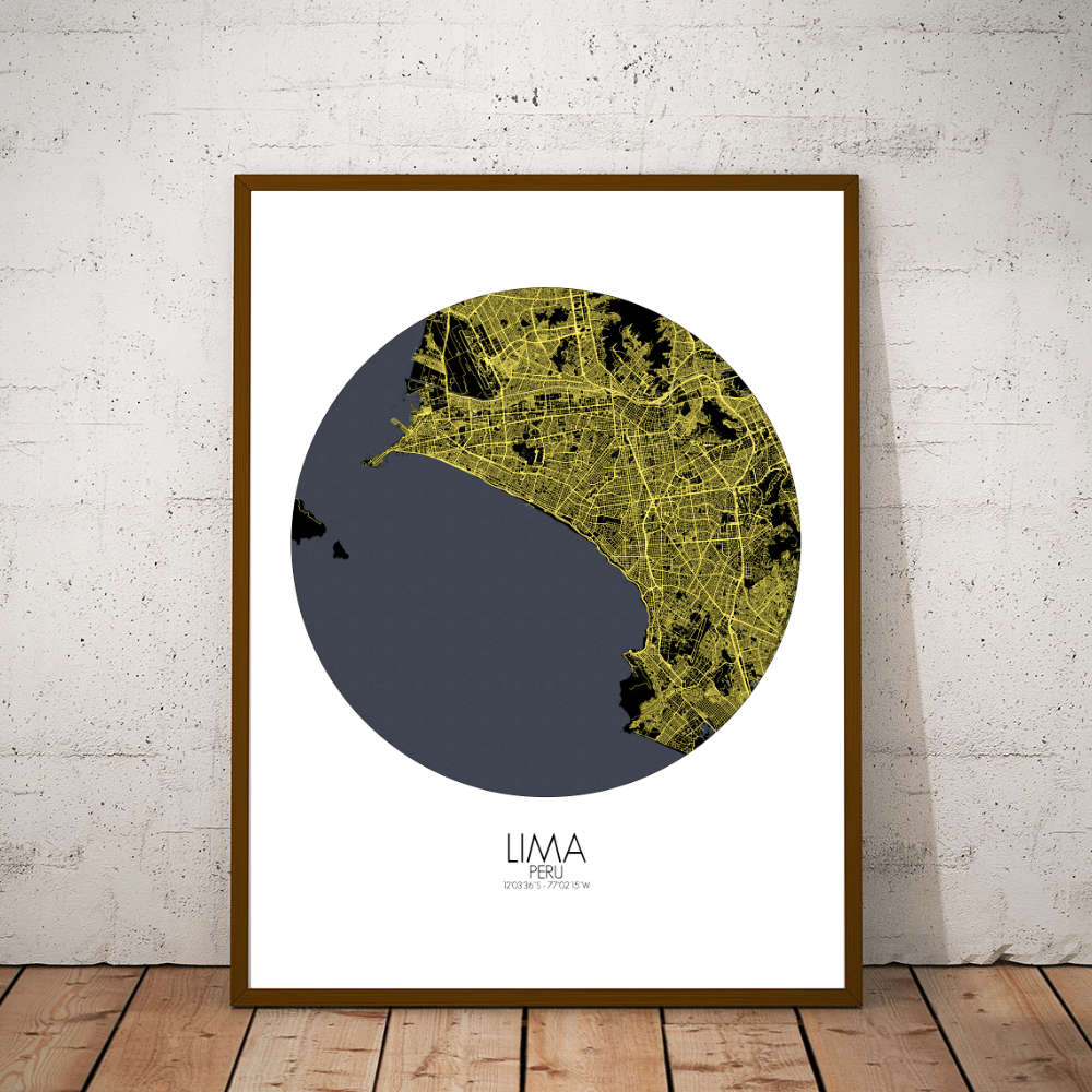 Mapospheres Lima Night round shape design poster city map