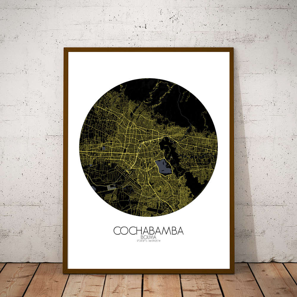 Mapospheres Cochabamba Night round shape design poster city map