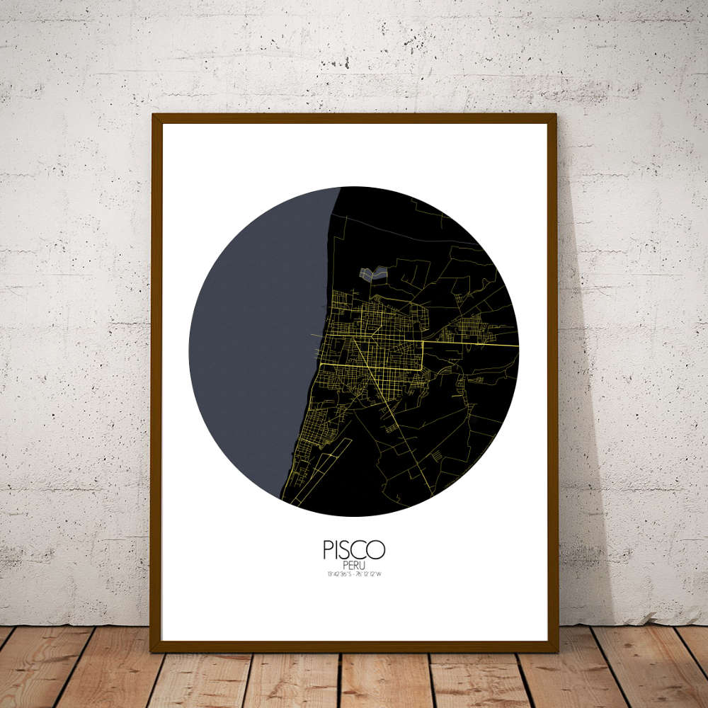 Mapospheres Pisco Night round shape design poster city map