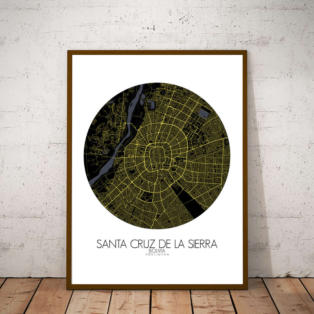 Mapospheres Santa Cruz de la Sierra Night round shape design poster city map