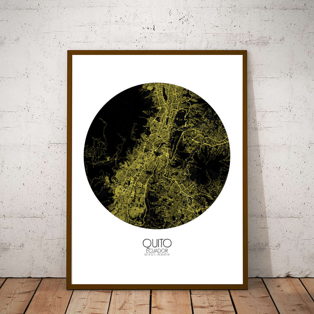 Mapospheres Quito Night round shape design poster city map