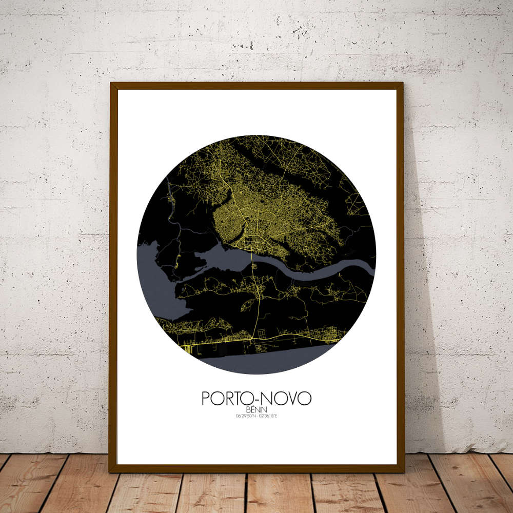 Mapospheres Porto Novo Night round shape design poster city map