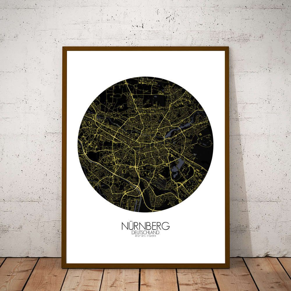 Mapospheres Nuremberg Night round shape design poster city map