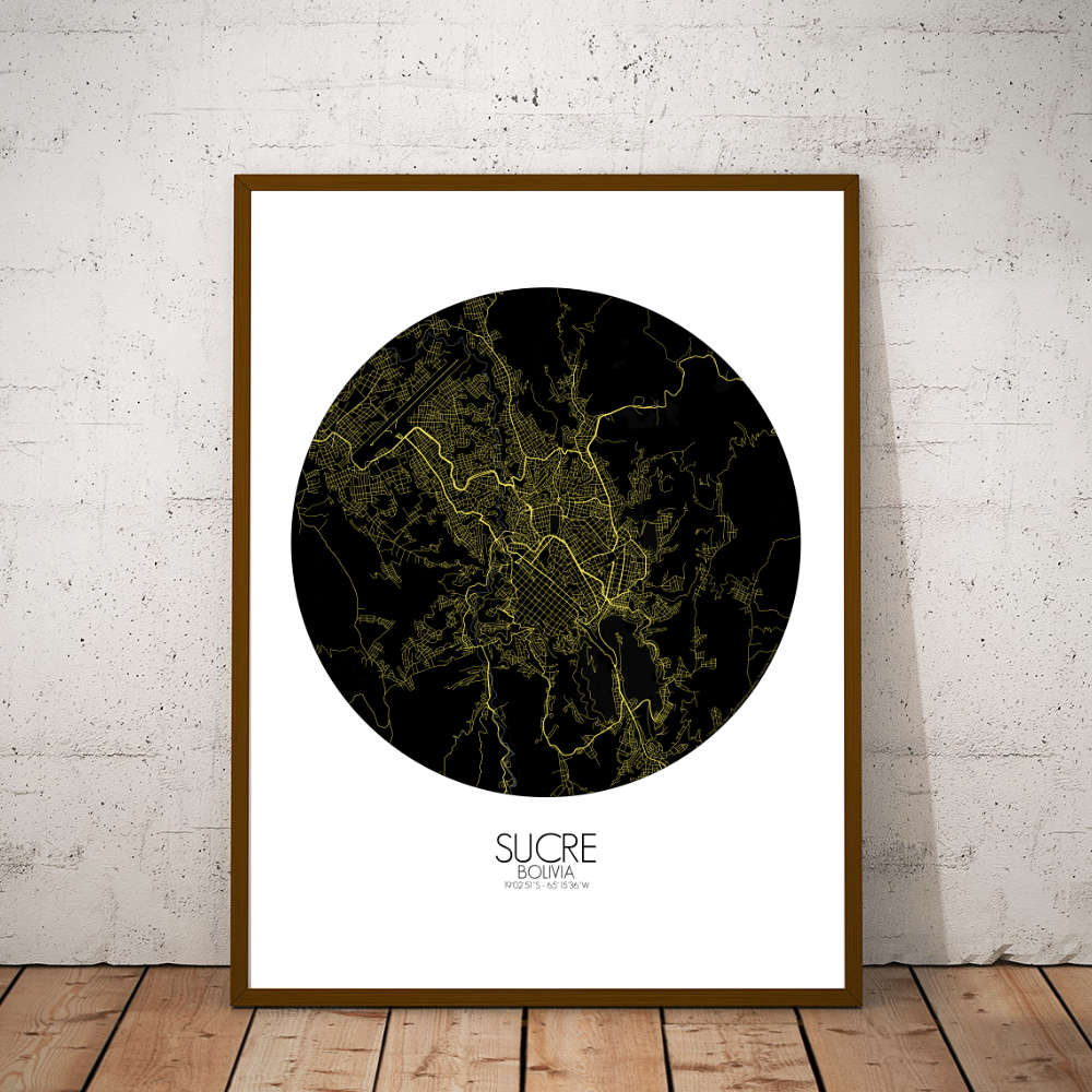 Mapospheres Sucre Night round shape design poster city map