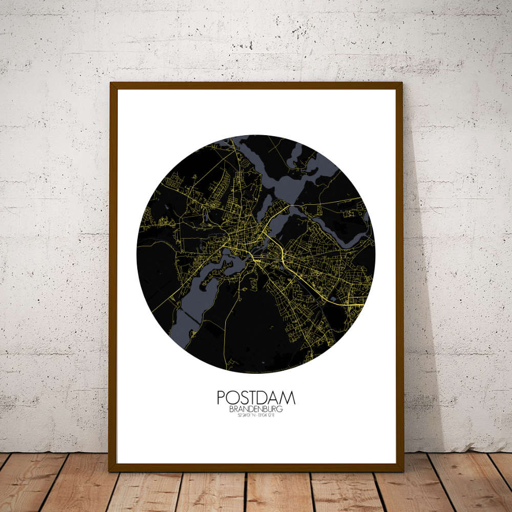 Mapospheres Rostock Night round shape design poster city map