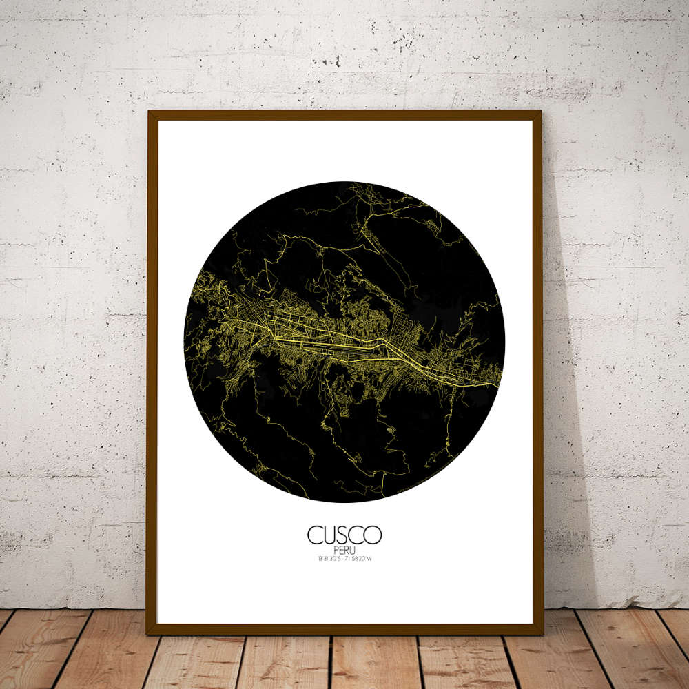 Mapospheres Cusco Night round shape design poster city map