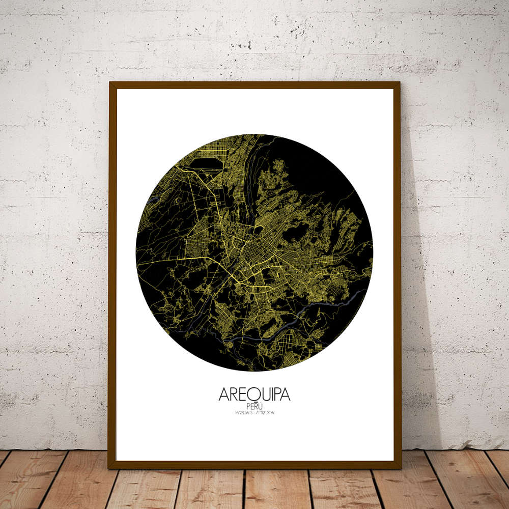 Mapospheres Arequipa Night round shape design poster city map