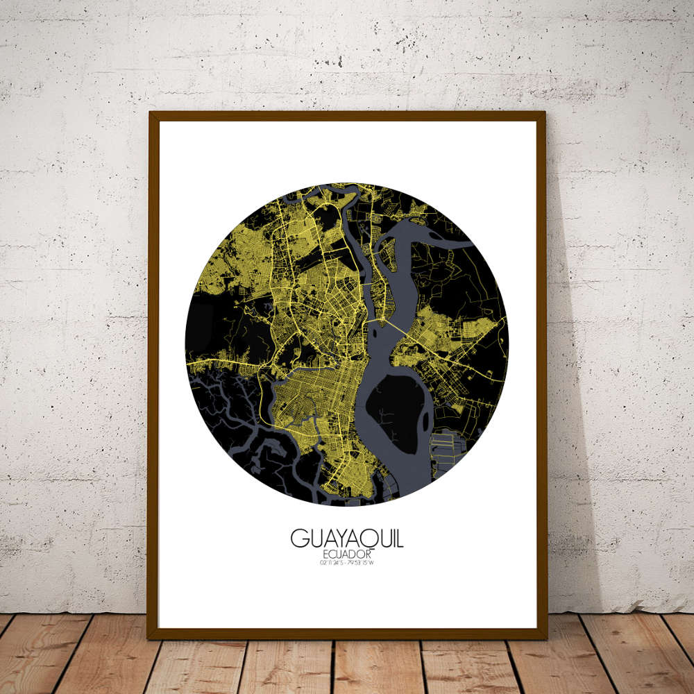 Mapospheres Guayaquil Night round shape design poster city map