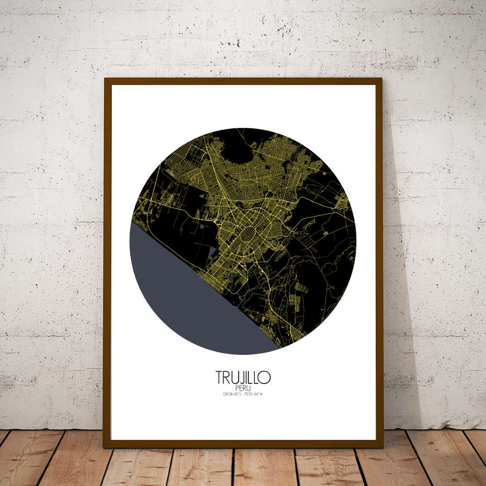 Mapospheres Trujillo Night round shape design poster city map