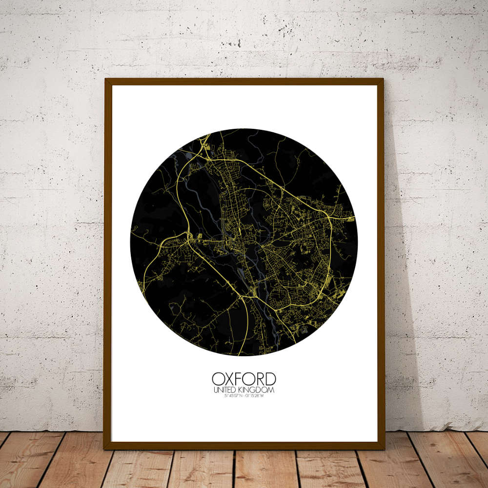 Mapospheres Oxford Night round shape design poster city map