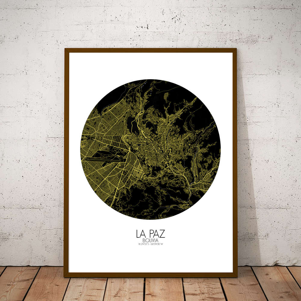 Mapospheres La Paz Night round shape design poster city map