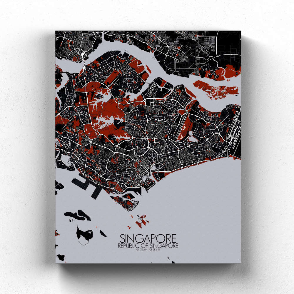 Singapore | City Map Print – Canvas Poster Wall Art Custom